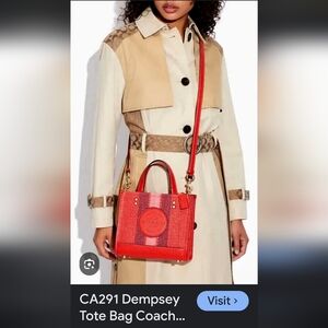 Coach Dempsey 22 (Mini) Tote In Miami Red Multi W Patch Crossbody Strap NWT